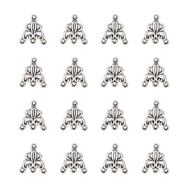 20 piezas de plata tibetana triangular con 3 agujeros para múltiples capas, arete, pulseras, collares, joyas