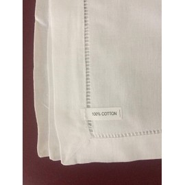 Set of 6, 100% Cotton White Hemstitch Napkins 17" x 17" (44x44cm) - Luxury Dining Table Linen