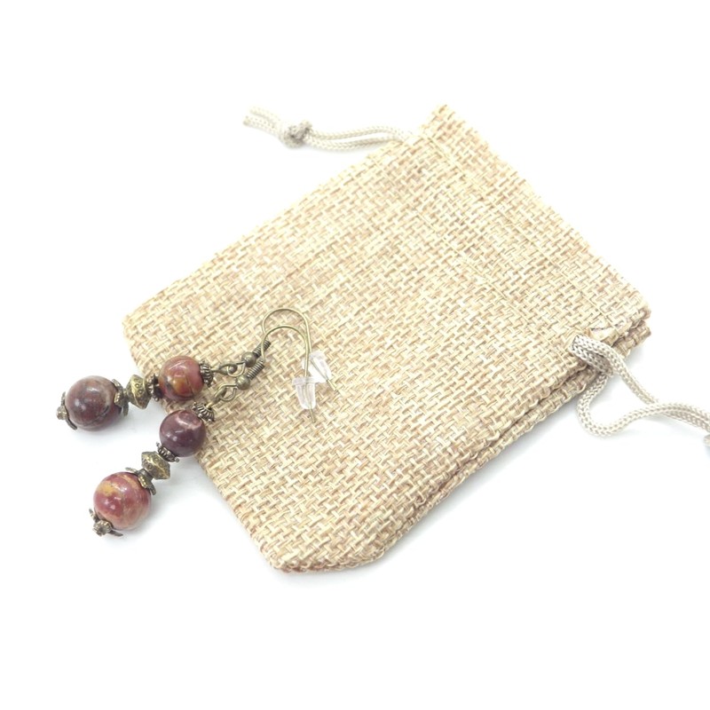 Picasso Jaspis Perlenohrringe und antike Bronzeperlen