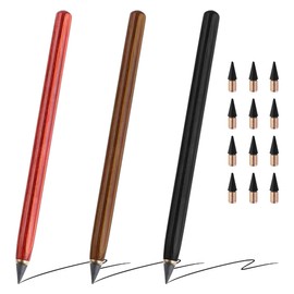 EXIN DEHCEN Pack of 3 Infinite Fountain Pencil, Eternal Pencil without Sharpening, Permanent Pencil, Reusable Everlasting Pencil with 12 Interchangeable Eternal Pencils, Interchangeable Head for
