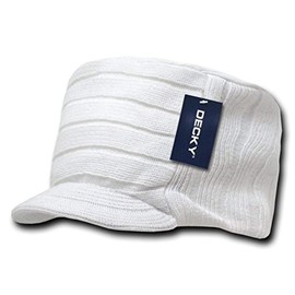 DECKY Knitted Flat Top Cap w/ Visor, White