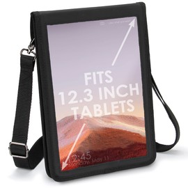 USA Gear 12" Tablet Case Neoprene Sleeve Cover with Rigid Exterior & Carry Strap Compatible with 12" Tablets - Hands Free Carrying Perfect for Airline Workers, Classroom Devices, and Employee Fleets