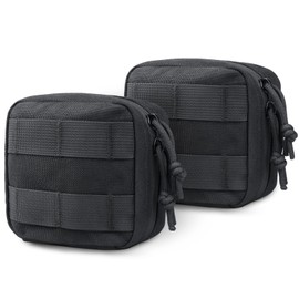 RXW 2 Pack Small Molle Pouch, Mini Tactical EDC Belt Pouches 4x4 GP Pouch Admin Compact Tool Utility Pouches Organizer Waist Belt Pouch for Man Including Removeable Clear ID Pocket