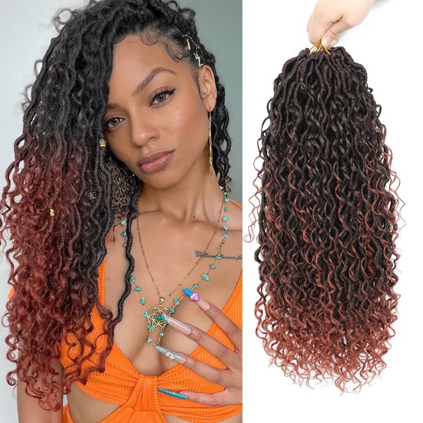 8 Packs Curly Boho Braids Faux Locs Crochet Hair, 22