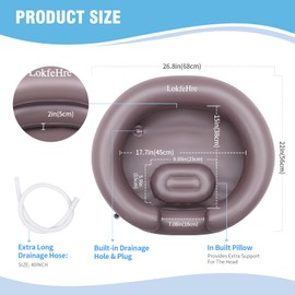 Portable Inflatable Hair Washing Basin for Bedridden - Wash Hair in Bed with Inflatable Shampoo Bowl.For Elderly,Disabled,Injured,Ideal Inflatable Sink for Locs Detox (Brown, 18in Inner)