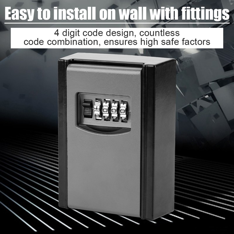 4 Digit Combination Password Key Storage Box Wall Mounted Safety
