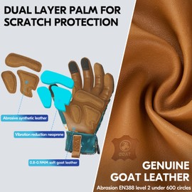 Vgo... Gardening Gloves Women, Leather Safety Work Gloves, Puncture-proof, Thornproof, Touchscreen (S,Dark Green,GA7471)