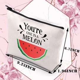 PLITI Watermelon Party Supplies You are One in a Melon Cute Pun Watermelon Party Bag Watermelon Cosmetic Bag(One in Melon BU)