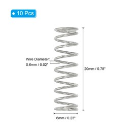 PATIKIL 圧縮バネ 0.6mmワイヤ径 x 6mm外径 x 20mm長 10個304ステンレス鋼機械延長小バネペンバネアソートメントキット ショップおよび家庭用修理