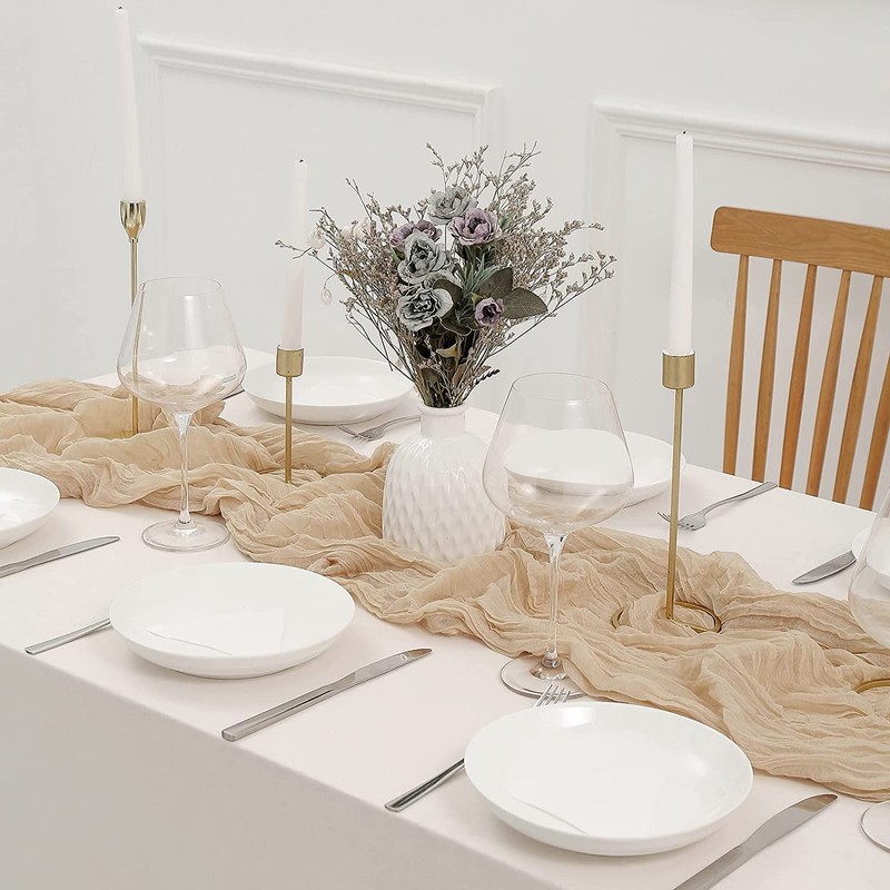 LOMOHOO CheeseCloth Table Runner 72Inches Long,Boho Gauze Table Runners,Rustic Table