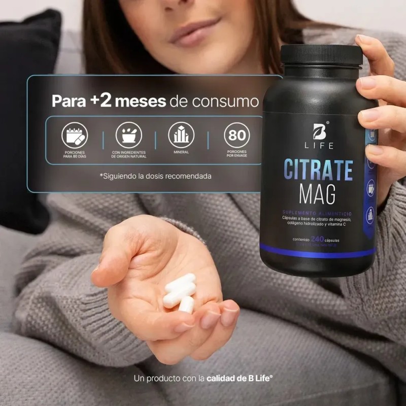 Citrato De Magnesio 240 Cápsulas B Life Citrate Mag