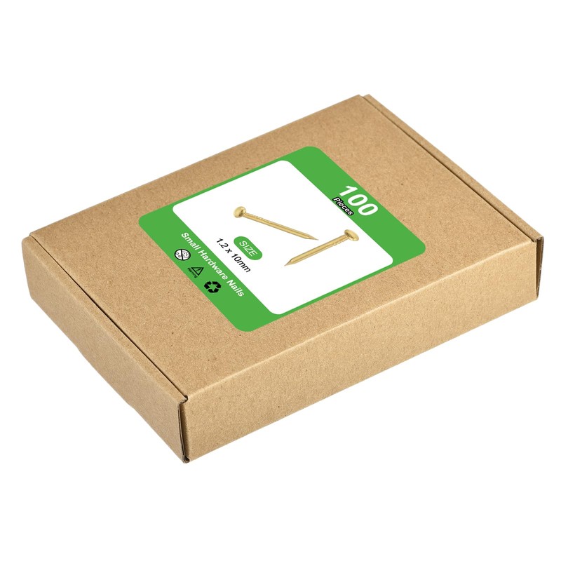 sourcing map 100Pcs Small Hardware Nails, 1.2 x 10mm Brass