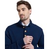 Kallspin Men's Pullover Sweater Wool Midweight Mock Neck Quarter-Button Long