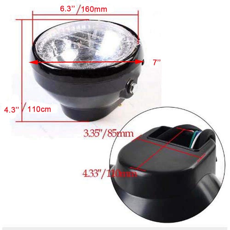 Krtopo 35W Motorcycle Headlight With Turn Signal Universal 7Inch Halogen