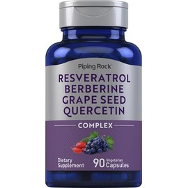 Piping Rock Resveratrol Berberine Grape Seed & Quercetin Complex | 90 Capsules | Vegetarian, Non-GMO, and Gluten Free Supplement