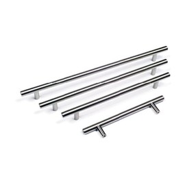 Solid Metal CHROME Colour T Bar Kitchen Door Handles -10 Different Sizes (160mm hole centres)
