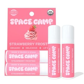 Space Camp Bálsamo labial Jumbo Wellness: bálsamo orgánico con sabor a glaseado de fresa (paquete de 2)