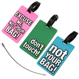 SwirlColor PVC Luggage Tags Funny Words Suitcase Luggage Tags Random Delivery-3 pcs