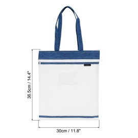 PATIKIL Nylon Document Bag, Mesh Transparent Handbag Paper File Tote Pouch for Business Office, Blue