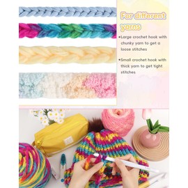 Aeelike 5 PCS Large Crochet Hooks Set, Big Ergonomic Crochet Hooks, Multicolor Acrylic Crochet Hooks with Number Size L/8mm, N/10mm, 12mm, P/15mm, 20mm