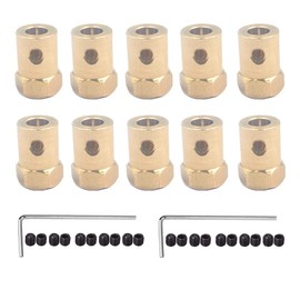 Pack of 10 6 mm Brass Hexagonal Shaft Coupling Motor Flexible Coupling Joint for DC Motor Shaft, Robot, Model Car Tyre Shaft