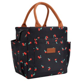 Joymee Lunch Bag Women Insulated Lunch Box Reusable Leakproof Large Spacious Cooler Tote for Women Men Adult with Bottle Holder and Side Pockets for Work Office Travel Picnic - Cherry