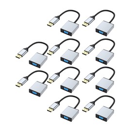 Foboiu 10 Pack DisplayPort to VGA Adapter, DP Display Port to VGA Converter Male to Female Aluminium HD 1080P, Gold-Plated Cord Compatible with Lenovo, Dell, HP and ASUS
