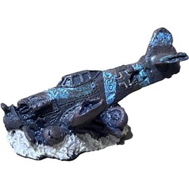 Fish Tank Decoration Fighter, Vintage Airplane Ruins Submarine Landscape, Fish Shrimp Shelter Cave Hideout, Resin Plane Aquarium Decor, Turtle Tank Decoration, Fish Decoration for Large Tank