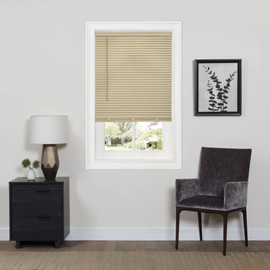 Cordless Room Darkening Mini Blind - 46 Inch Width, 64 Inch Length, 1" Slat Size - Latte - Cordless GII Deluxe Sundown Horizontal Windows Blinds for Interior by Achim Home Decor