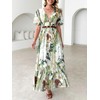 Flessibili Womens V Neck Flutter Sleeve Boho Midi Dress Summer