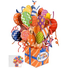 JMHACHY Pop Up Birthday Card with Envelope - 3D Coloful Balloons Pop Up Cute Birthday Card, Surprise Gifts for Girls Boys Kids Women Daughters Grandson Granddaughter Sisters Friends