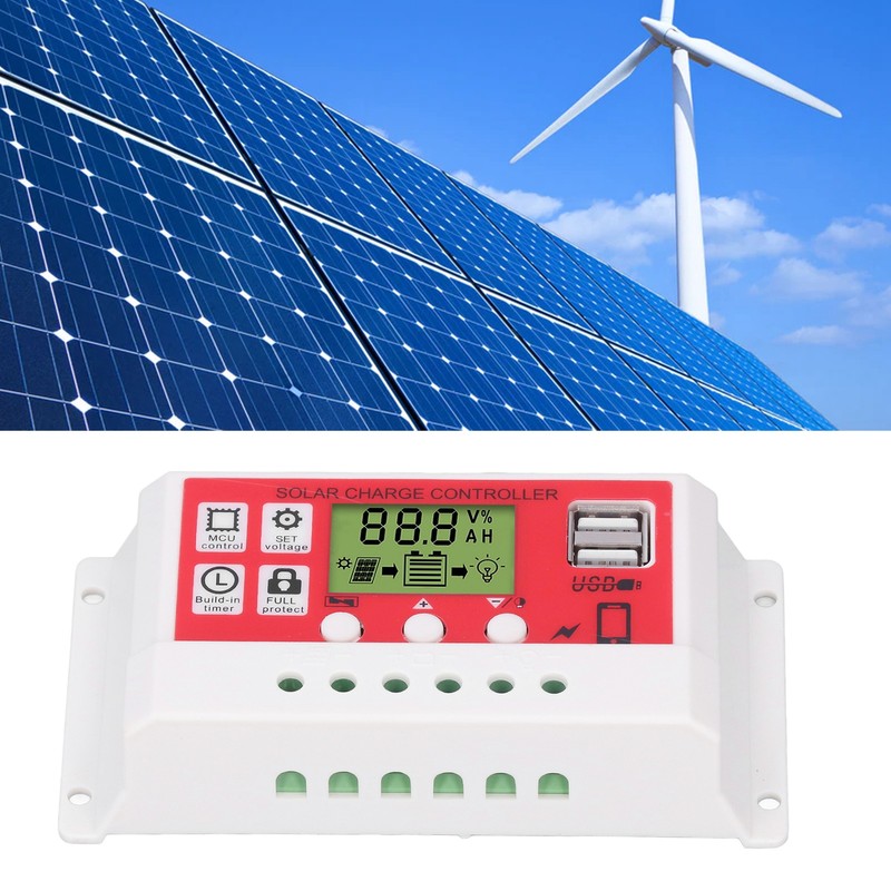 Solar Charge Controller PWM Lithium Battery Photovoltaic Charge Regulator LCD