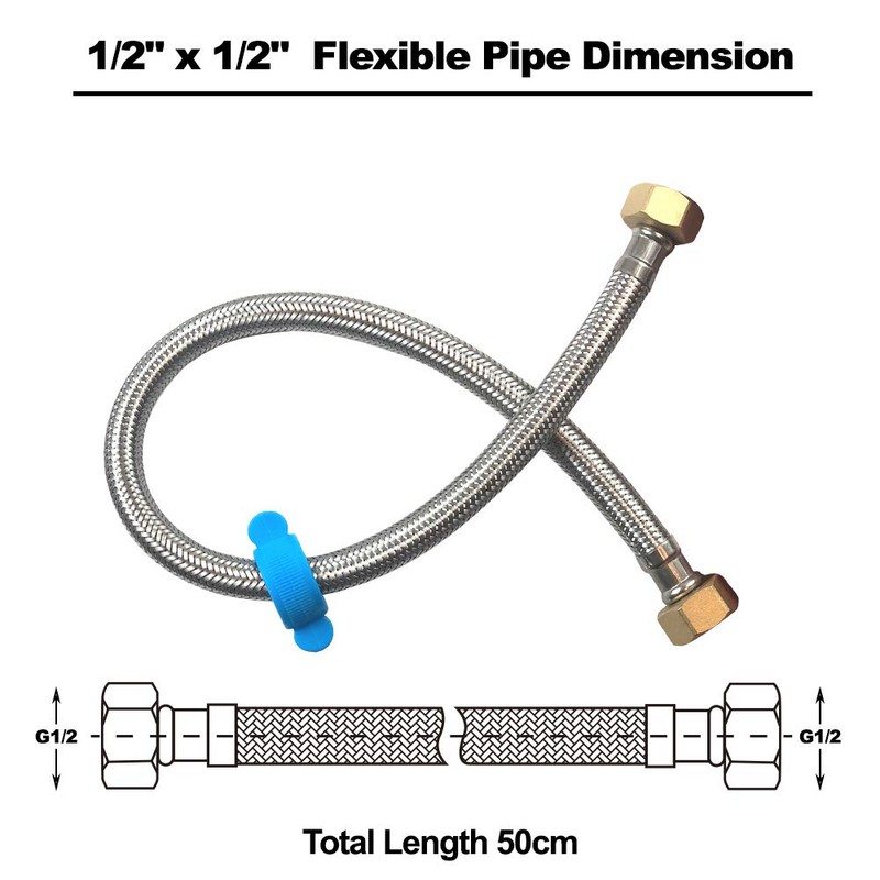 Pack of 2 Flexible Pipe Stainless Steel Braided Hose for