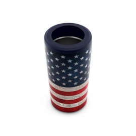 Yukon Outfitters 4-in-1 Drink Cooler & Tumbler, Stainless Steel Non-Slip Universal Drink Beverage Cooling 14oz Insulated Tumbler Cup, Fits Most 12oz Standard & Slim Cans, Bottles, USA Flag