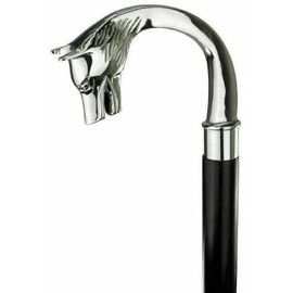 Silver Finish Designer Wolf Head Handle Vintage Victorian Style Wooden Walking Stick Cane Gift Daily Use for Men and Women