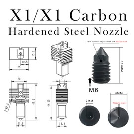 XIFOWE Hotend Kit 3D Printer Extruders with Standby Nozzles Compatible with Bambu Lab X1, X1-C X1 Carbon, 5 PCS Hardened Steel Nozzles (0.2, 0.4, 0.6, 0.8,1.0mm) with DIY Tools and A Parts Box...