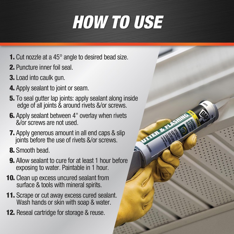 DAP Gutter & Flashing Advanced Exterior Sealant, Medium Gray, 10.1