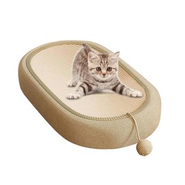 ymonoe 2-in-1 Cat Toy and Scratcher Bed, 61cm Ultra Large Size, Premium Natural Sisal Rope Material, Oval Cat Scratcher Bowl, Multipurpose Sturdy Wear Resistant Cat Lounge Bed for Cats Grinding Claws