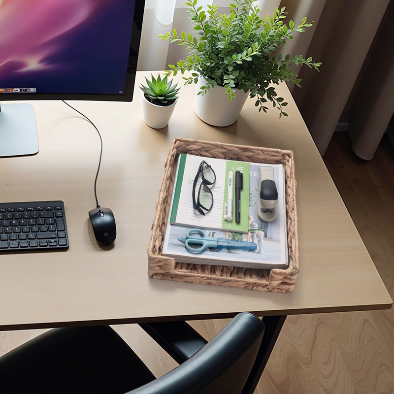 Water Hyacinth Letter Tray for A4 File Document Magazine Storage
