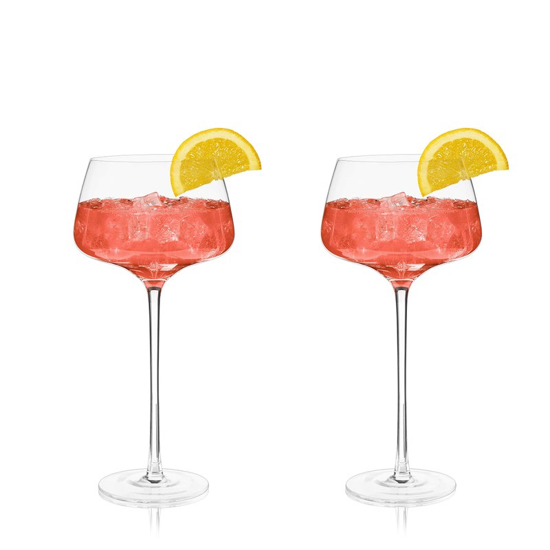 Viski Angled Stemmed Cocktail Glasses for Aperol Spritz, Campari Spritz,