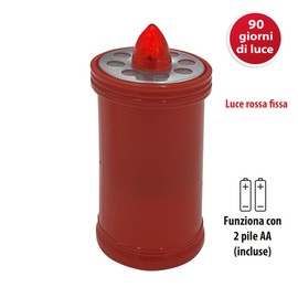 Velamp Lumino Elettrico a Led 15,2cm, Durata 90gg, rosso con Luce fissa rossa