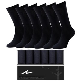Niorasen Socks for Men and Women, 6 Pairs of Business Socks with Gift Box, Breathable Bamboo Socks, Stockings Men for Everyday and Leisure, Men's Gifts, black