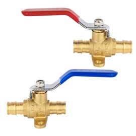 HeSun 2 PCs 1/2 Inch PEX A Expansion Ball Valve with Drop Ear,Brass Shut Off Valve Fit PEX A Expansion Pipe, ASTM F1960, Red&Blue