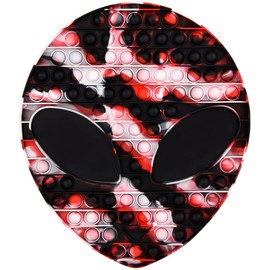 Jumbo Black White And Red Alien Head Bubble Popper Toy 12"