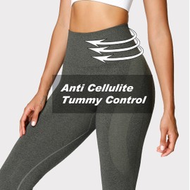 Aoxjox Workout Seamless Leggings for Women Smile Contour High Waisted Gym Yoga Pants Tights (Army Green Marl, Medium)