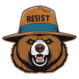 Only You Can Resist Oppression – Angry Bear Protest Cling – Activism Static Cling Window Cling Indoor and Outdoor! - 4 Inches Tall