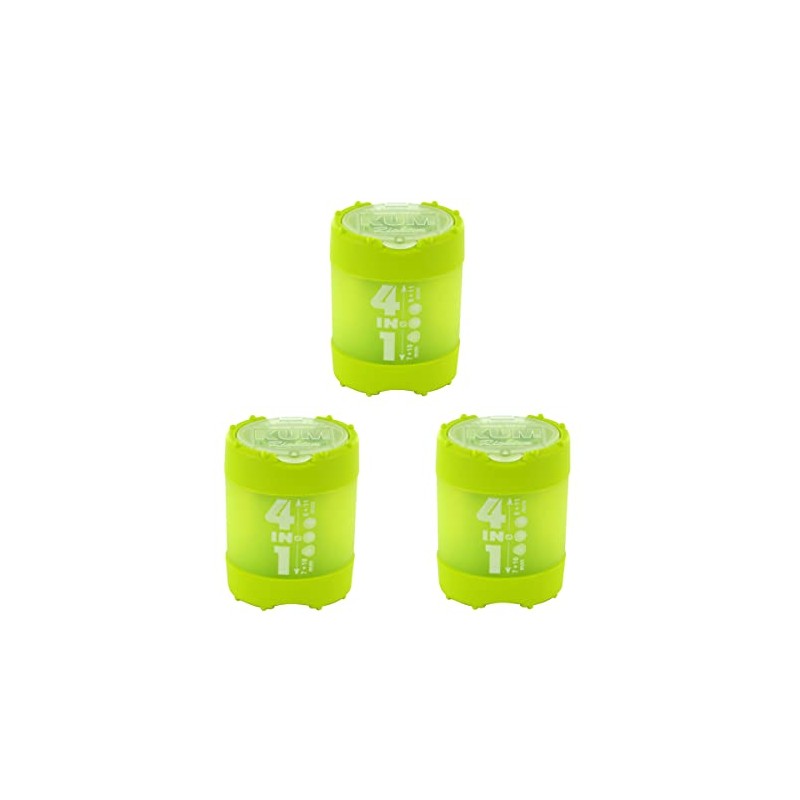 KUM AZ1028316-G Pencil Sharpener with Container 4-in-1 Green Pack of