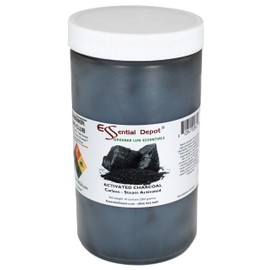Essential Depot Activated Charcoal Powder - 10 oz - Safety Sealed HDPE Container with Resealable Cap