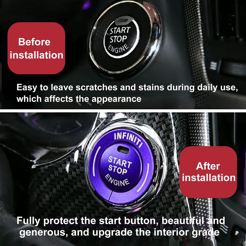 Engine Start Button Cover, 2pcs Engine Start Stop Button Trim