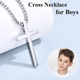 OAVOOK Cross Necklace Gifts for Grandson from Grandma Christian Gift for Teen Boys on Birthday Christmas Fathers Day Baptism
